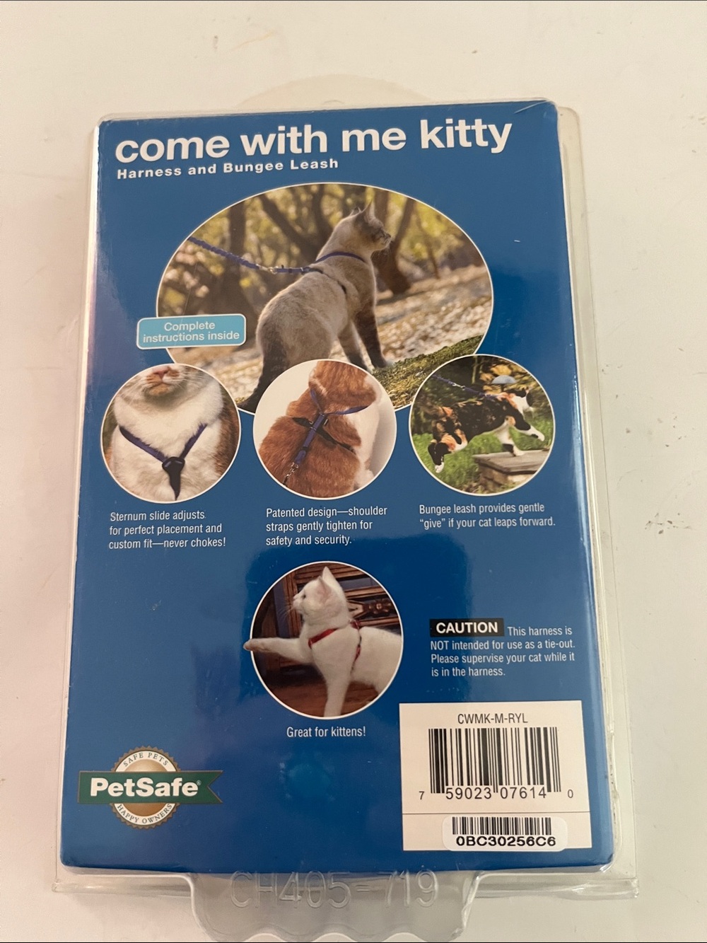 PetSafe Come With Me Kitty Harness and Bungee Leash - Royal Blue
